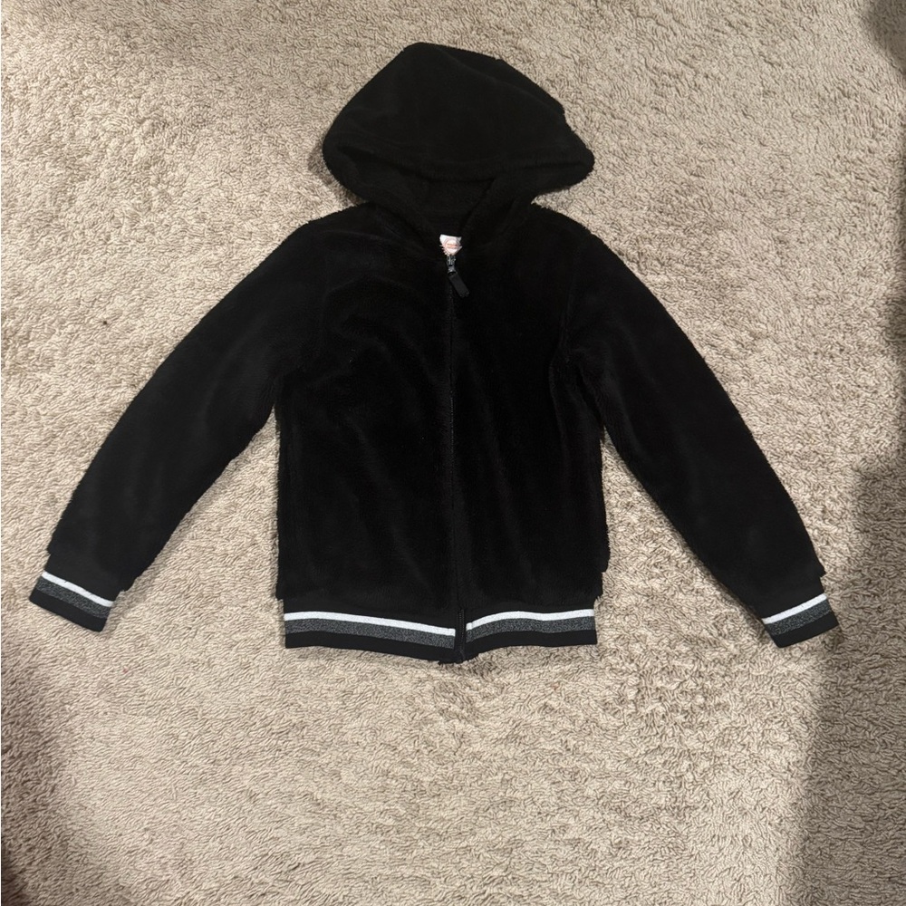 Wonder nation Black Fuzzy Hooded Jacket